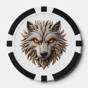 Lot De Jeton De Poker Sculpture en bois de loup d'art avec motifs géomét