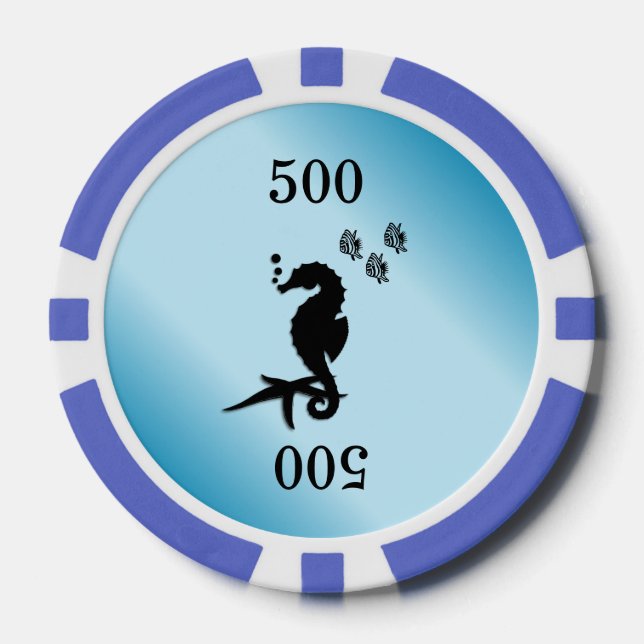 Lot De Jeton De Poker Sea Horse Blue (Recto)