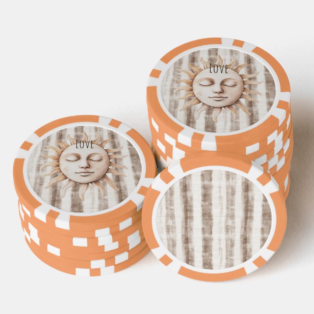 Lot De Jeton De Poker Sicily Cream Rustic Cream Sun Stripes (Empiler)