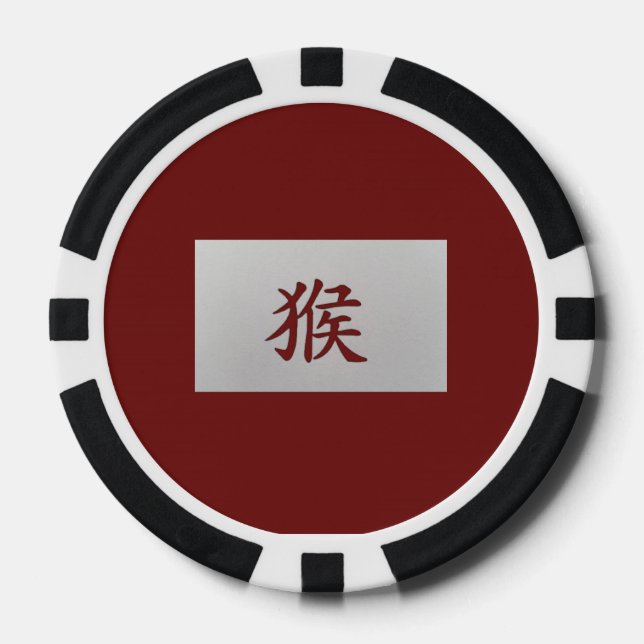 Lot De Jeton De Poker Signe chinois de zodiaque rouge singe (Recto)