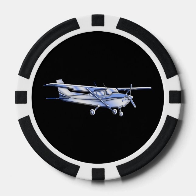 Lot De Jeton De Poker Silhouette de Cessna classique de l'aéronef volant (Recto)