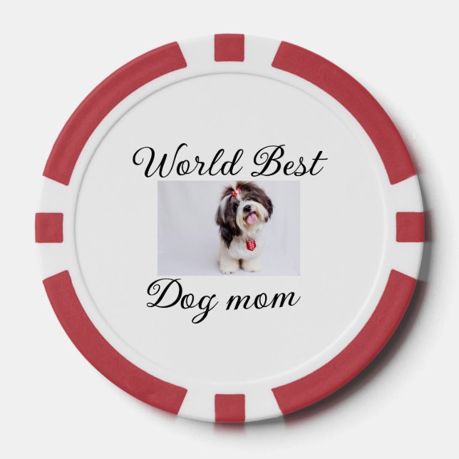 Lot De Jeton De Poker Simple animal coloré ajouter nom photo chien maman (Recto)