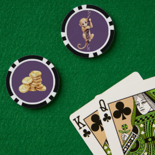 Lot De Jeton De Poker Singe de pièce d'or corde violette