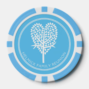 Lot De Jeton De Poker Sky Blue Heart Tree Réunion familiale