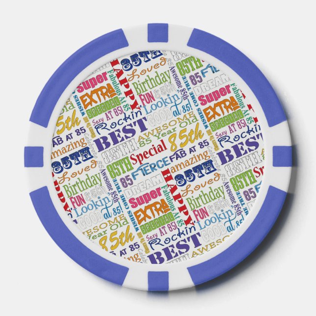 Lot De Jeton De Poker Special 85th Birthday Party Personnalisé Monogramm (Recto)
