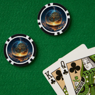 Lot De Jeton De Poker Sphère de Vie – L'Arbre du Monde Doré.