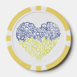 Lot De Jeton De Poker Spiral tourbillons mehandi coeur drapeau ukrainien