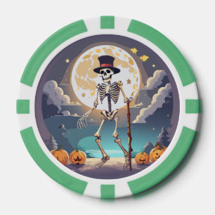 Lot De Jeton De Poker Squelette dansant sous la lune Halloween