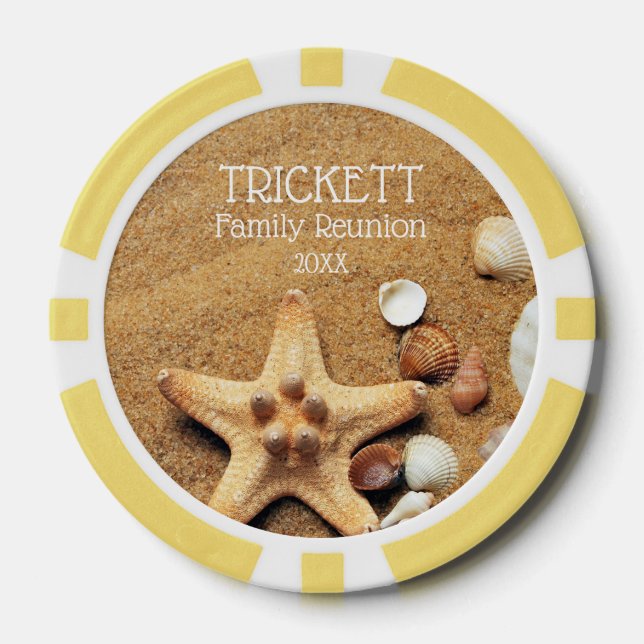 Lot De Jeton De Poker Starfish Et Seashells Beach Reunion Famille (Recto)