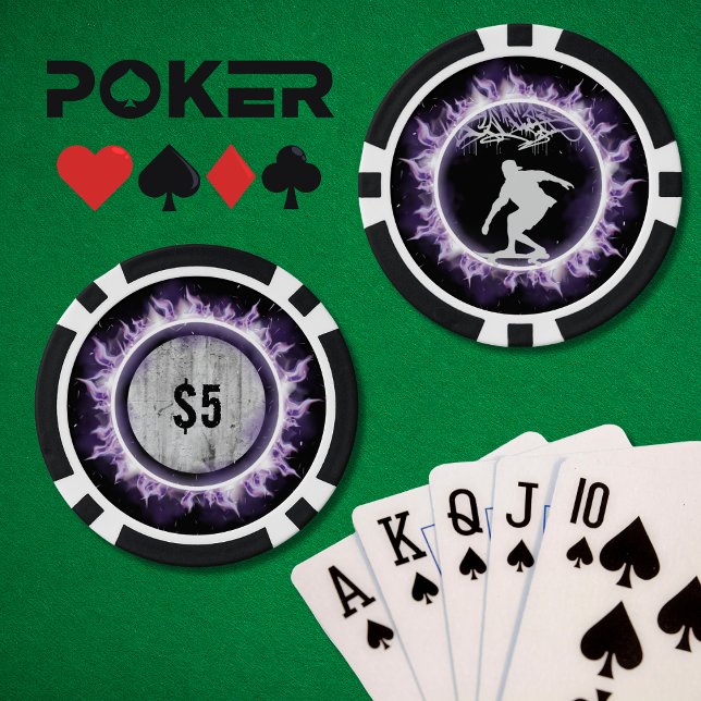 Lot De Jeton De Poker Style Street Skateboarder Purple Poker Jeu Chip (Street Style Skateboarder Poker Game Chip)