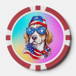 Lot De Jeton De Poker Sublimation de chien du 4 juillet-66361