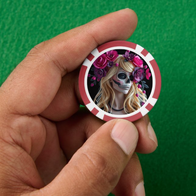 Lot De Jeton De Poker Sugar-skull poker chips (main)
