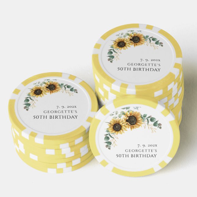 Lot De Jeton De Poker Sunflower florale Eucalyptus 50e anniversaire (Empiler)