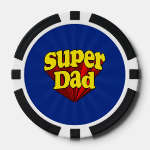 Lot De Jeton De Poker Super Papa, Super Rouge/Jaune/Blue Father's Day