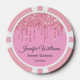 Lot De Jeton De Poker sweet sixteen rose étincelles parties scintillant 