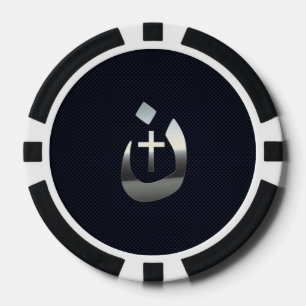 Lot De Jeton De Poker Symbole Christian Nazarene sur bleu marine