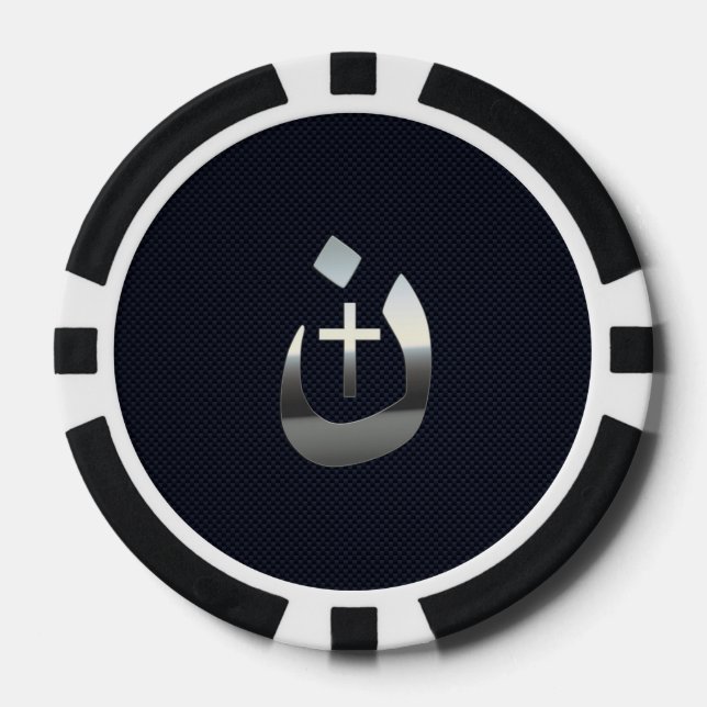 Lot De Jeton De Poker Symbole Christian Nazarene sur bleu marine (Recto)