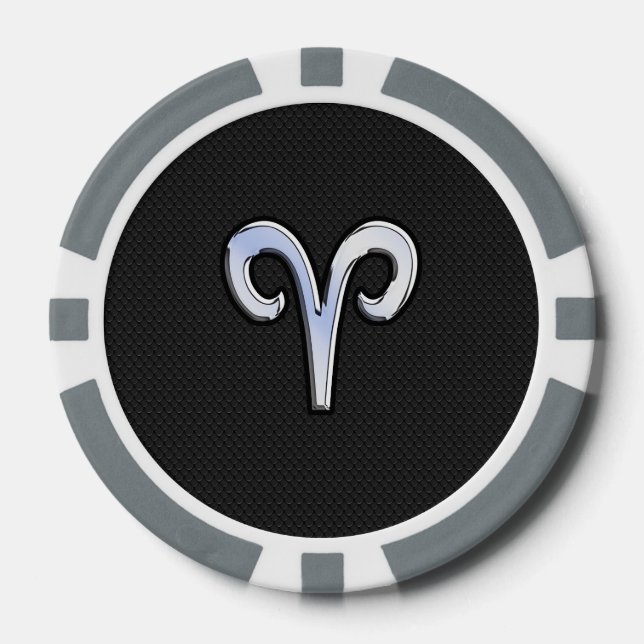 Lot De Jeton De Poker Symbole de Chrome Like Aries Zodiac (Recto)