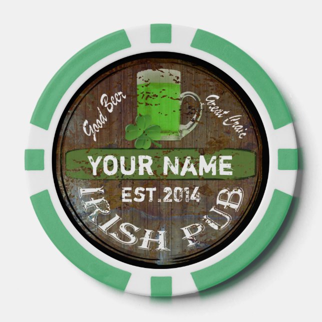 Lot De Jeton De Poker Symbole Irish Pub personnalisé (Recto)