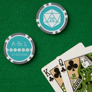 Lot De Jeton De Poker Tabletop Chic en turquoise
