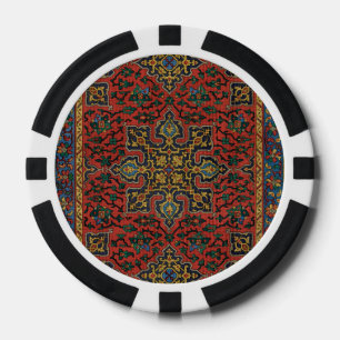 Lot De Jeton De Poker Tapis Perse Tapis Rouge Bleu classique