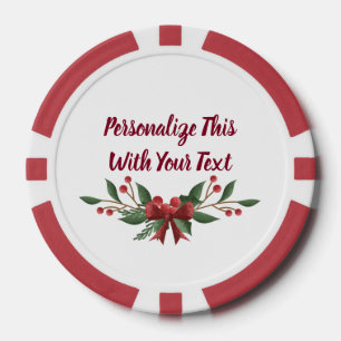 Lot De Jeton De Poker Texte personnalisé Holly et Berry Noël