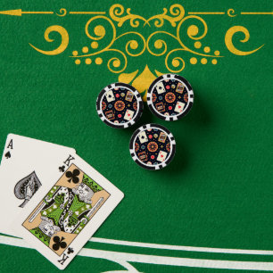 Lot De Jeton De Poker Thème de motif de casino sur fond noir