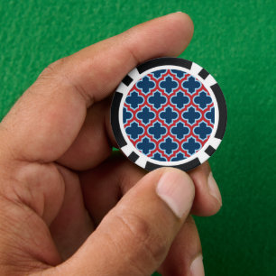 Lot De Jeton De Poker Trellis marocain bleu et rouge, treillis, Quatrefo