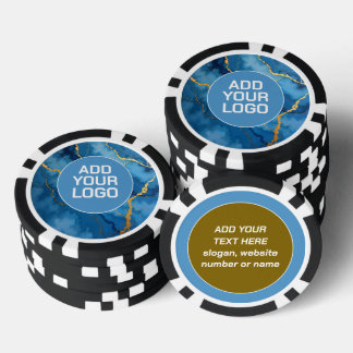 Lot De Jeton De Poker Trendy Azure Blue Gold Marble Collection