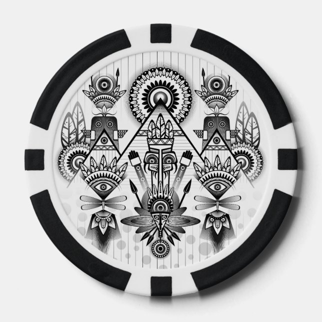 Lot De Jeton De Poker Tribal autochtone Abstrait (Recto)