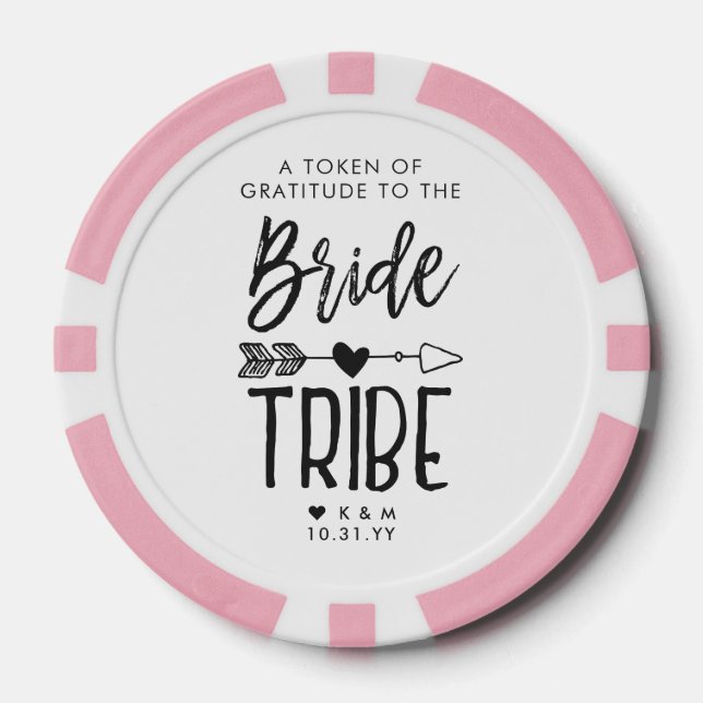Lot De Jeton De Poker Tribe de mariée | Message de Merci personnalisé (Recto)