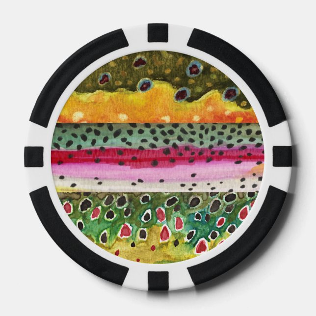 Lot De Jeton De Poker Trois poissons de truite (Recto)