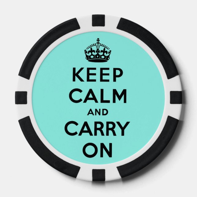 Lot De Jeton De Poker Turquoise garder le calme et continuer (Recto)
