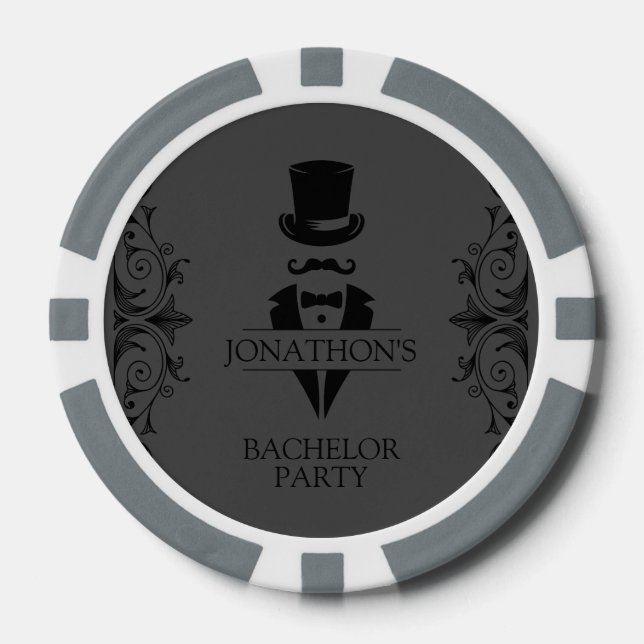 Lot De Jeton De Poker Tuxedo Bachelor Party Grey (Recto)