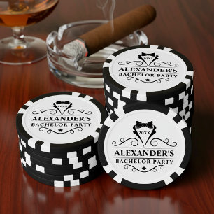 Lot De Jeton De Poker Tuxedo noeud papillon noir et blanc pour enterreme