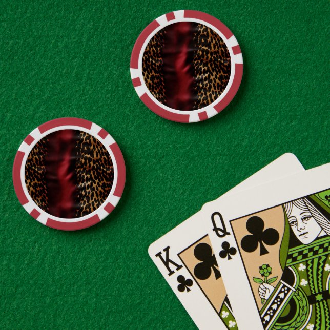 Lot De Jeton De Poker Vachette rouge Gold Faux Southwest Cowhal (Table de poker (double))
