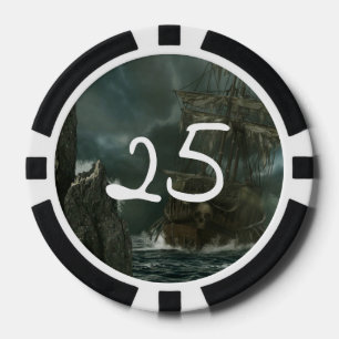Lot De Jeton De Poker vaisseau fantôme avec crâne