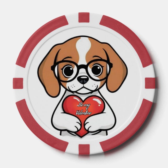 Lot De Jeton De Poker Valentine Puppy (Recto)