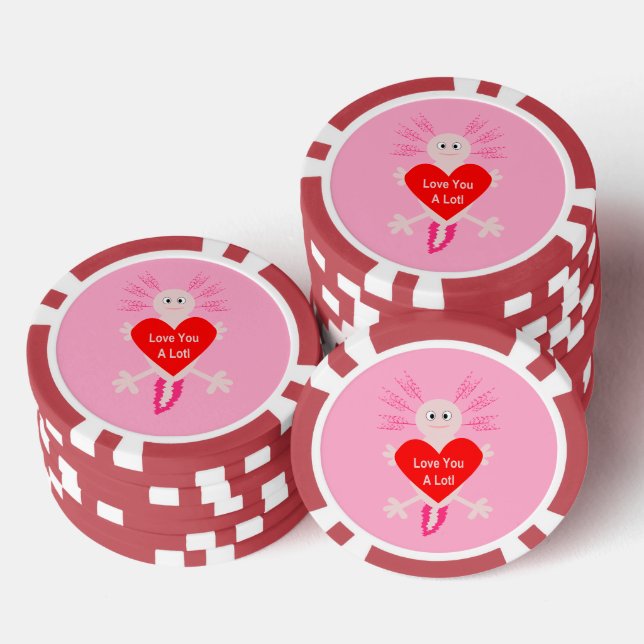 Lot De Jeton De Poker Valentines Jour Amour Coeur Axolotl (Empiler)