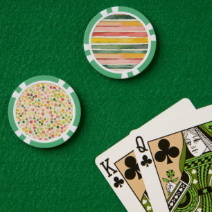 Lot De Jeton De Poker Vert Jaune Rouge Rose Rayures