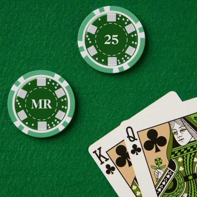 Lot De Jeton De Poker Vert monogramme 25 (Table de poker (double))