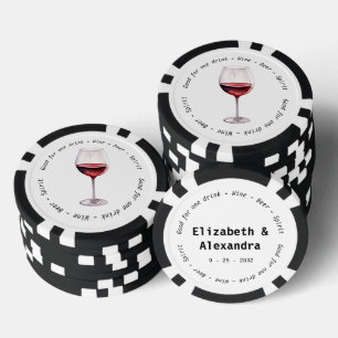 Lot De Jeton De Poker Vin rouge moderne Mariage de pièce justificative