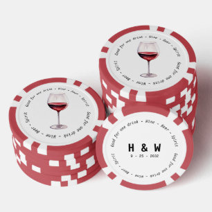 Lot De Jeton De Poker Vin rouge noir moderne Mariage 