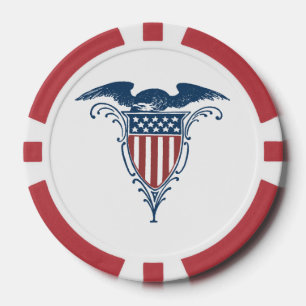 Lot De Jeton De Poker Vintage Shield Red White Blue American Eagle