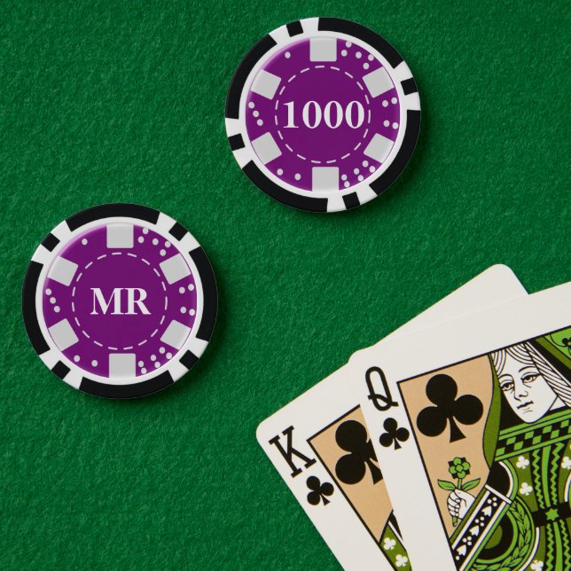 Lot De Jeton De Poker Violet monogrammé 1000 (Table de poker (double))