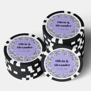 Lot De Jeton De Poker Violettes violettes aquarelle et motif floral