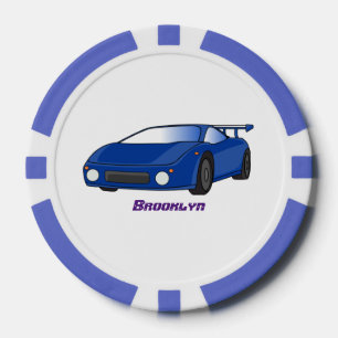 Lot De Jeton De Poker Voiture de sport bleue avec illustration airfos
