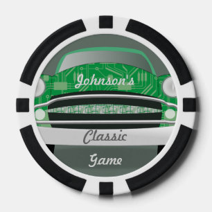 Lot De Jeton De Poker Voiture personnalisée Retro Classic Green