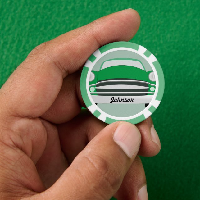 Lot De Jeton De Poker Voiture personnalisée Retro Classic Green (main)