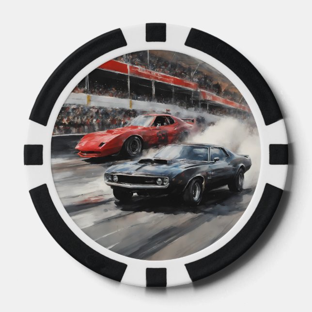Lot De Jeton De Poker Voitures Red & Black Muscle (Recto)